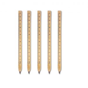 עט מבלוק עץ וסרגל - מארז של 5 עטים